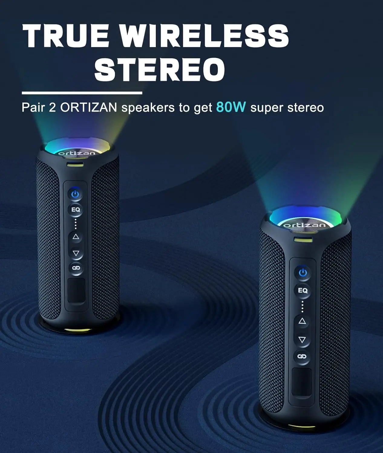 Ortizan X8 Pro Altoparlante Bluetooth Portatile 40 W Suono Stereo Impermeabile IPX7 Bassi Deep Luci RGB 30 Ore 3 EQ