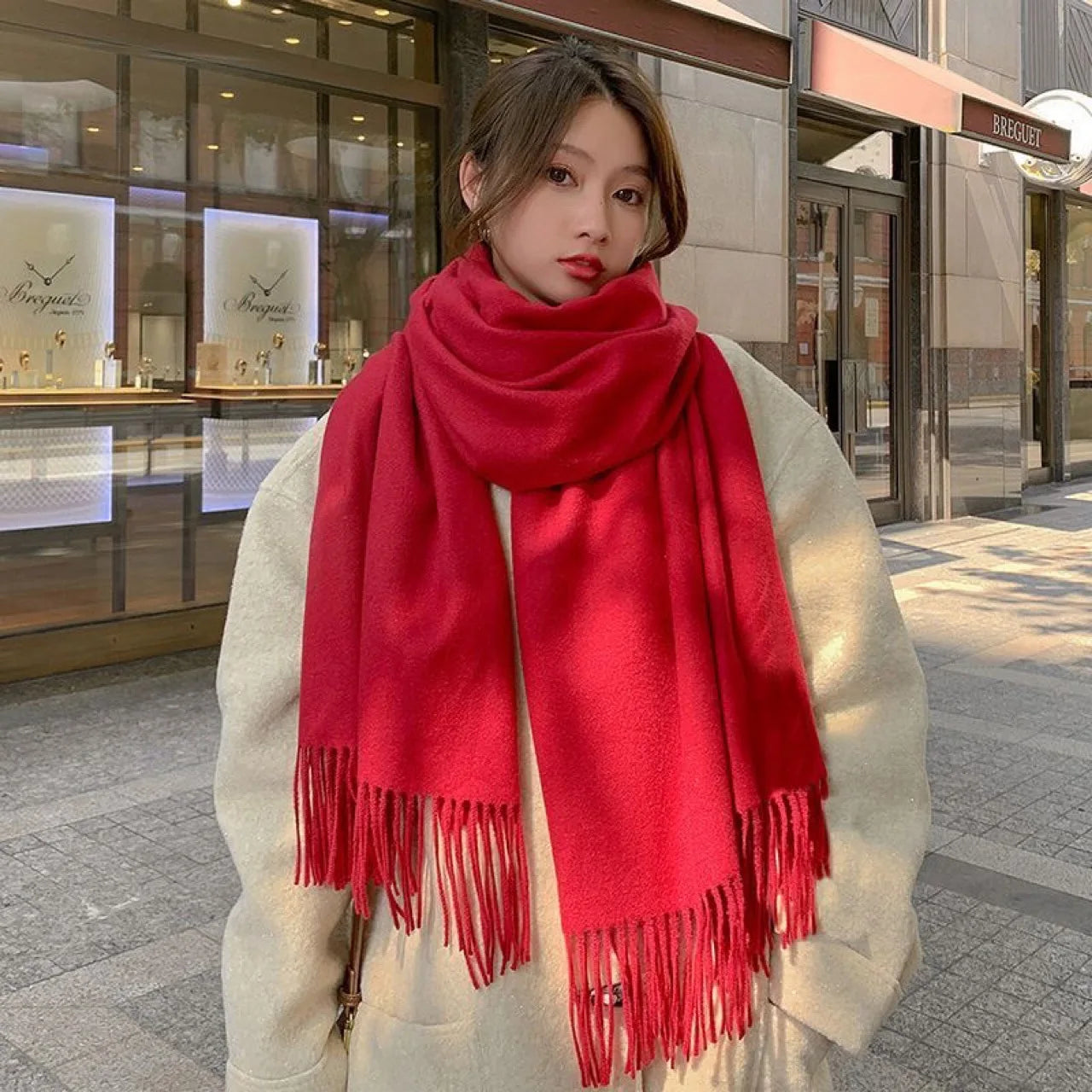 Sciarpa Nera In Lana E Cashmere Donna Calda E Morbida A Quadretti Inverno Autunno Dalla Forma Classica XWJ07