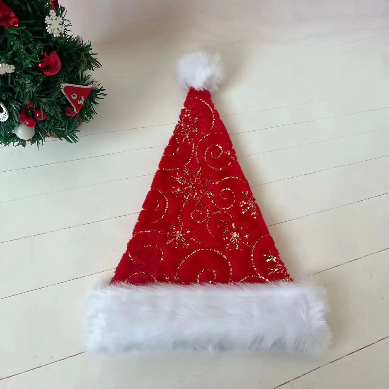 Cappello Natalizio In Peluche Bianco 30x45 Cm Unisex Comfort Da Babbo Natale Seta Brillante 2025