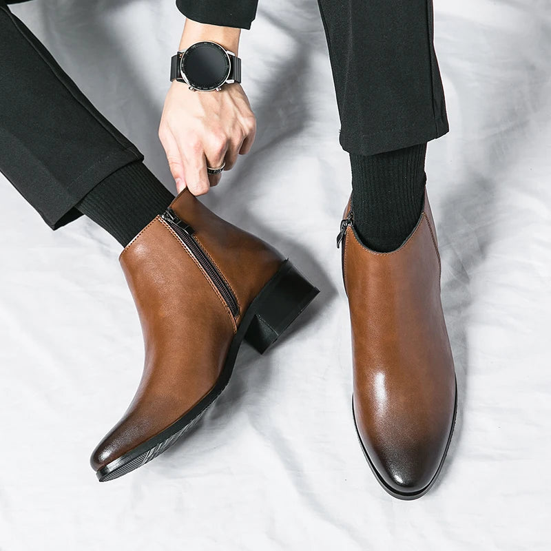 Stivaletti Chelsea Classici Da Uomo Neri In Pelle In Stile Britannico Con Zip Slip On Eleganti Alte