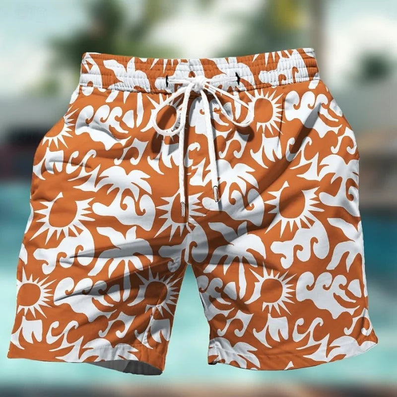 Pantaloncini Corti Retrò Con Geometria Stampata 3D Uomo Spiaggia Motivo Etnico Colorato Surf Hawaii Costume Bambini