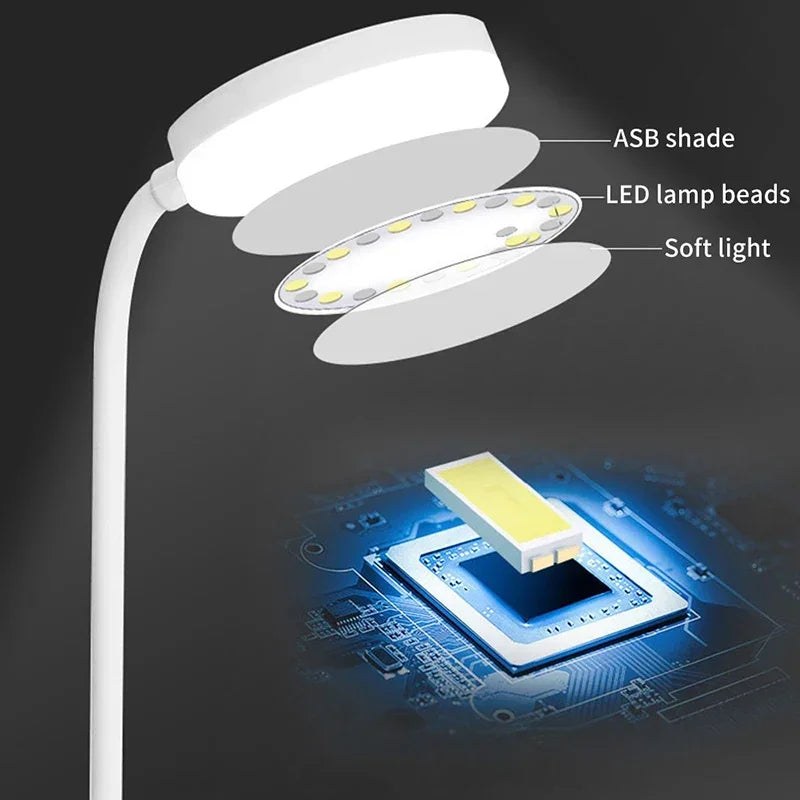 Lampada Da Scrivania LED Flessibile Con Dimmer A Tre Livelli USB Luce Bianca Calda Per Casa Ufficio Studio