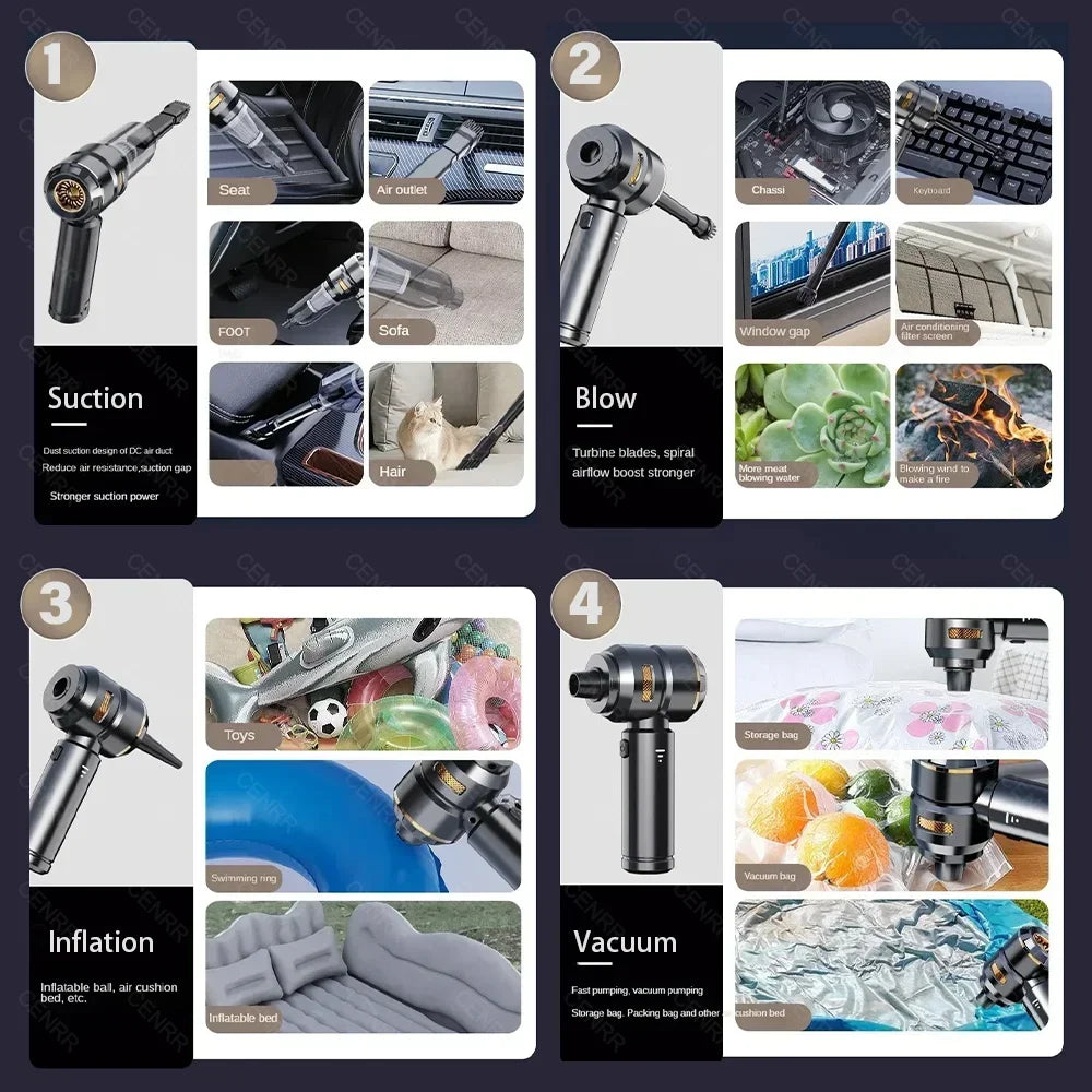 Cenrr 998000 Aspirapolvere Per Auto Senza Fili Potente Portatile Con Accessori Auto E Pulitore Universale