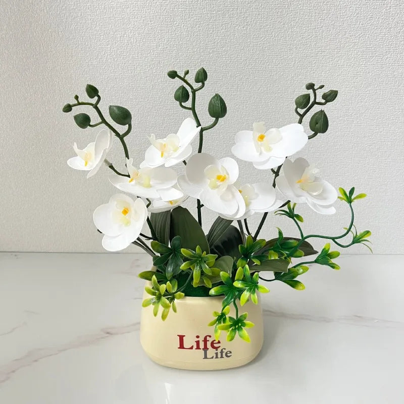 Orchidea Artificiale di Lusso in Stile Nordico con Fiore a Farfalla Vaso Decorazione Domestica Multifunzionale