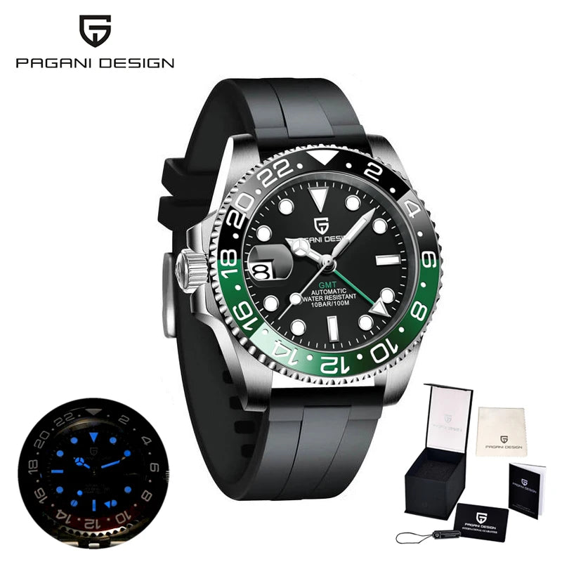 Pagani Design Orologio Esterno Alta Gamma 8215 Meccanico Automatico Impermeabile Cinturino Gomma Luminoso Sportivo Uomo
