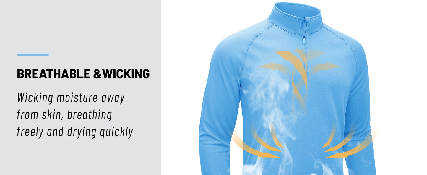 TACVASEN UPF50+ T-shirt con protezione UV Camicia da pesca leggera a maniche lunghe ad asciugatura rapida da uomo Escursionismo all'aperto Allenamento Protezioni