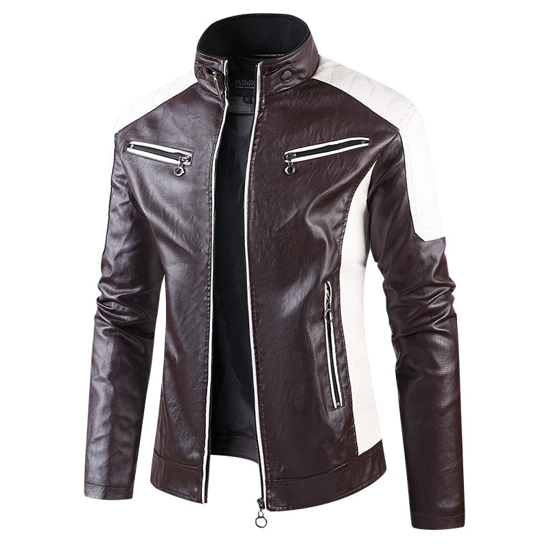 Giacche di Pelle da Uomo 2024 All'aperto Primavera Autunno Antivento Morbide Abbigliamento Casual