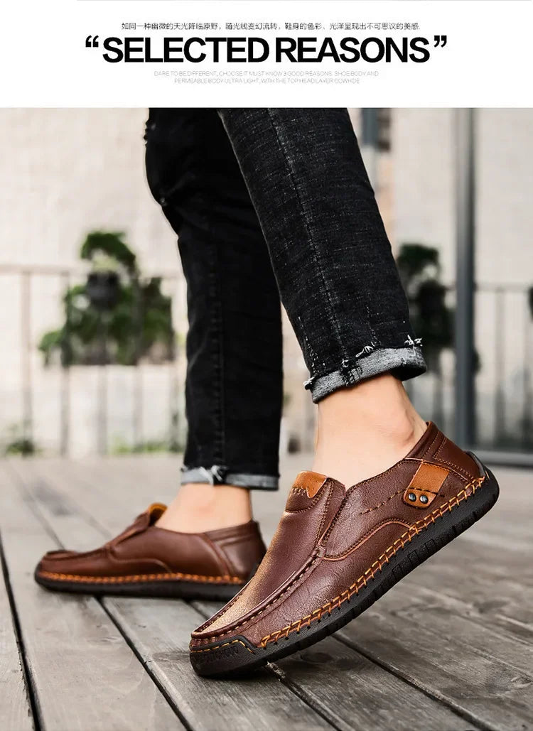Mocassini Da Uomo Slip Traspiranti Scarpe Da Guida In Vera Pelle Fatte A Mano Eleganti Casual