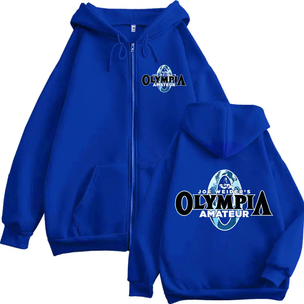 Olympia Fitness Gym Merch Felpe Con Zip Maniche Lunghe Con Cappuccio Uomo Donna Moda Streetwear Alta Qualità