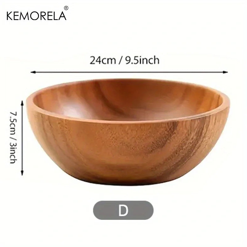 1 Pz Insalatiera In Legno Di Acacia Antiscottatura Per Bambini Decorazione Gelato Frutta E Verdura