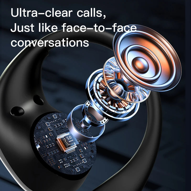 Cuffie Wireless Bluetooth Con Gancio Per L Orecchio Auricolari Stereo Impermeabili Display LED Controllo Touch