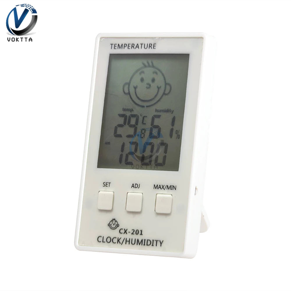 CX 201 Termometro Digitale 3 In 1 Igrometro Orologio Elettronico Interno Monitor Umidità