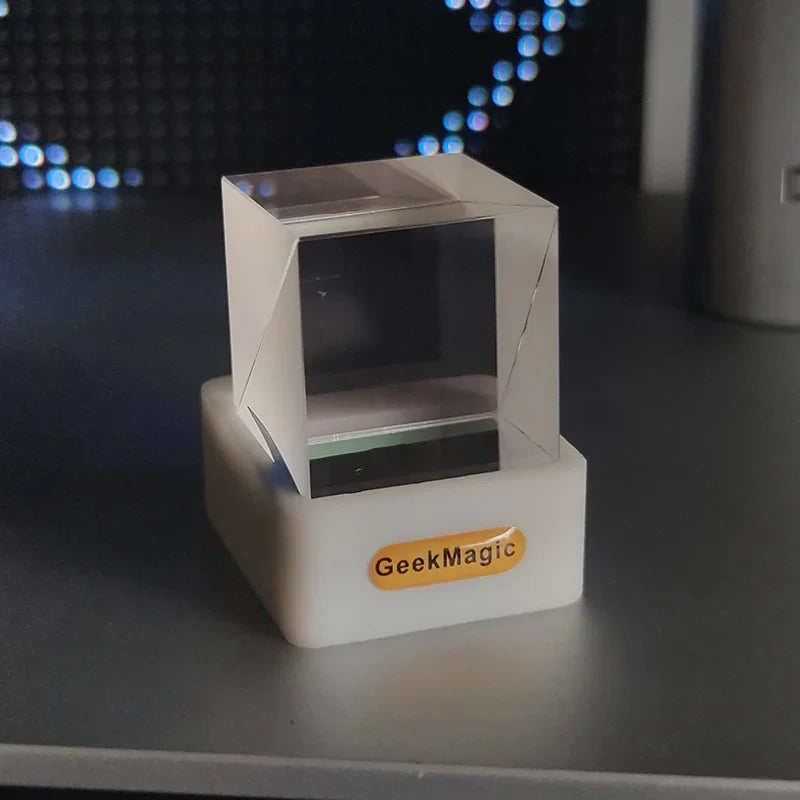 GeekMagic GifTV Crystal Cube Display Fotografico Stazione Meteorologica Intelligente Olografica Orologio Digitale Con Animazioni Regalo