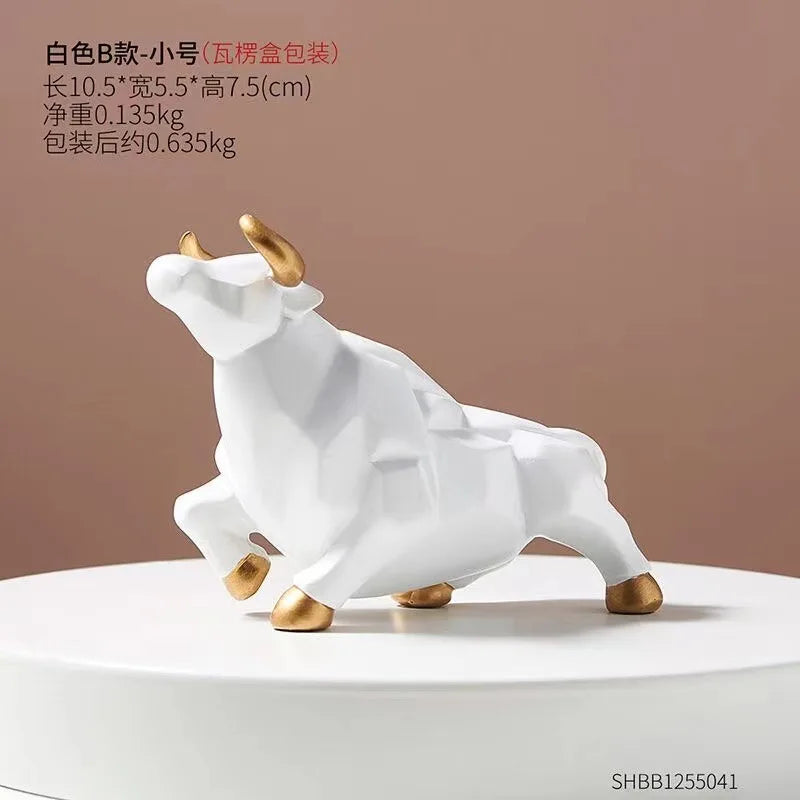 Mini Modello Toro Geometrico In Resina Feng Shui Decorazione Da Interni Wall Street Azioni Figurine