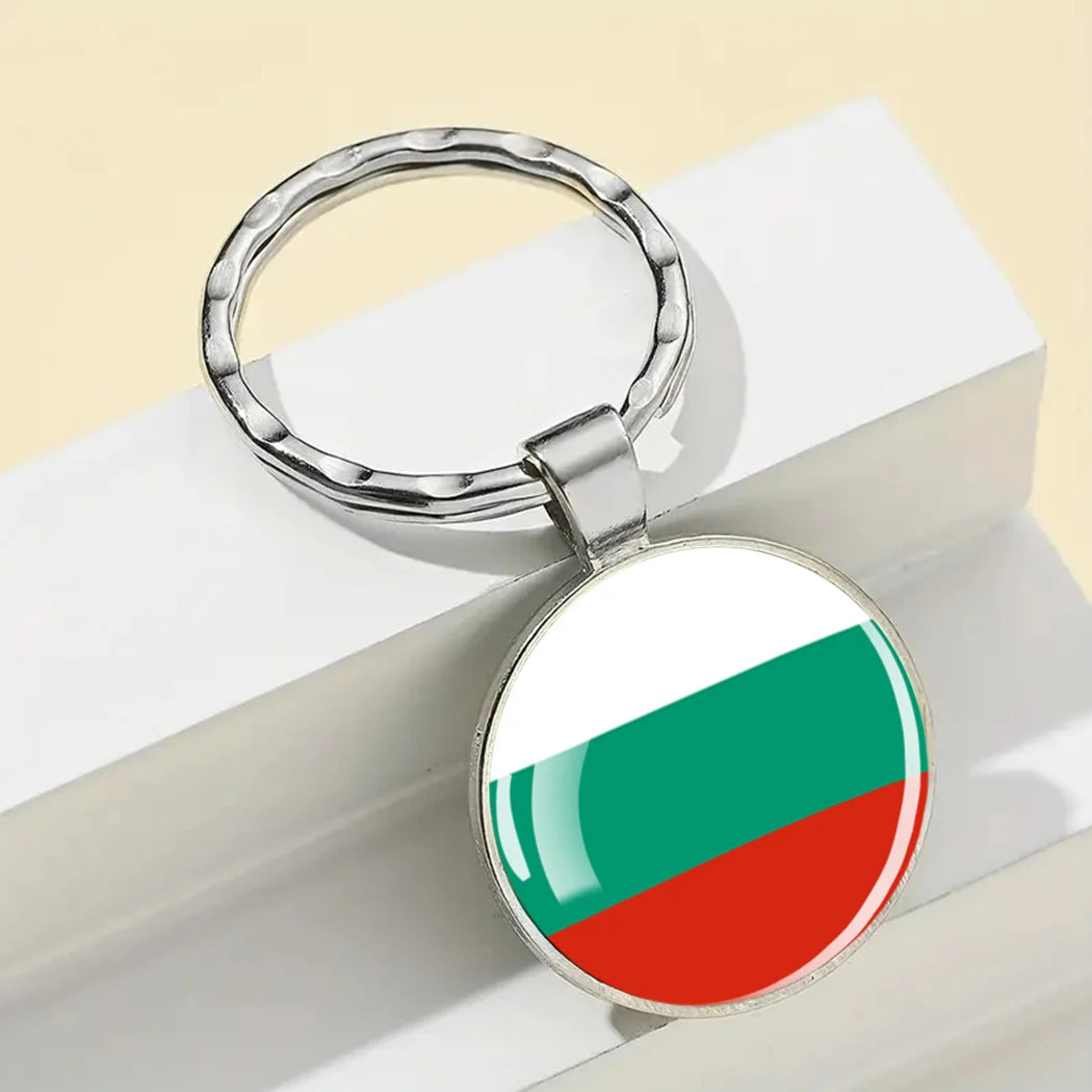Portachiavi Bandiera Europea Albania Spagna Italia Francia Regno Unito Ciondolo Vetro Metallo Per Borsa Regalo Patrioti