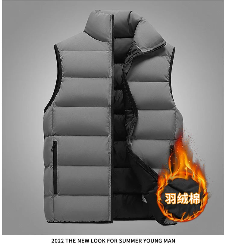 Gilet da Uomo con Colletto Rialzato Mandarino Elegante e Casual per Abiti Autunnali Invernali Spesso Caldo
