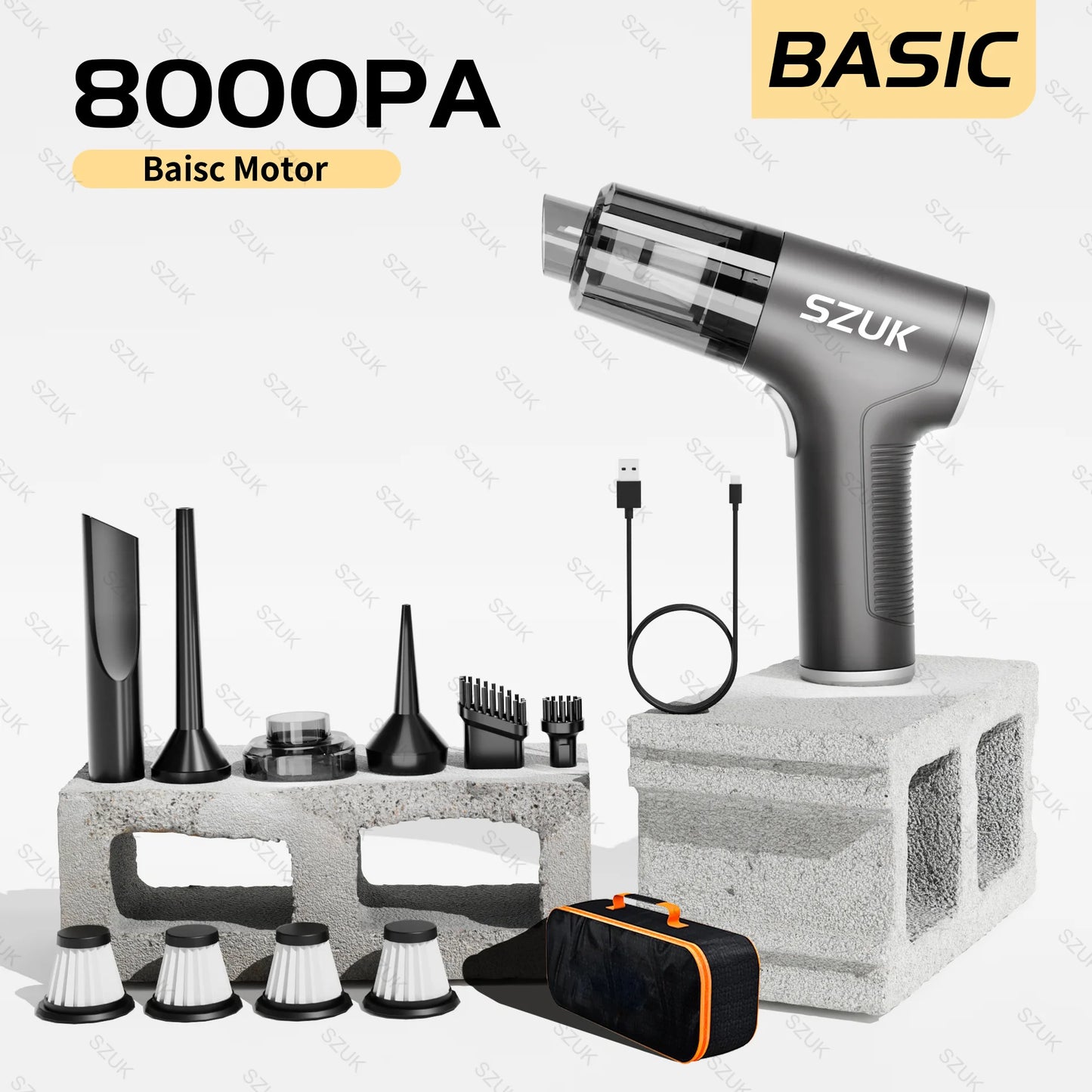 Szuk 98000PA Mini Aspirapolvere Per Auto Potente Pulizia Forte Aspirazione Palmare Wireless Portatile