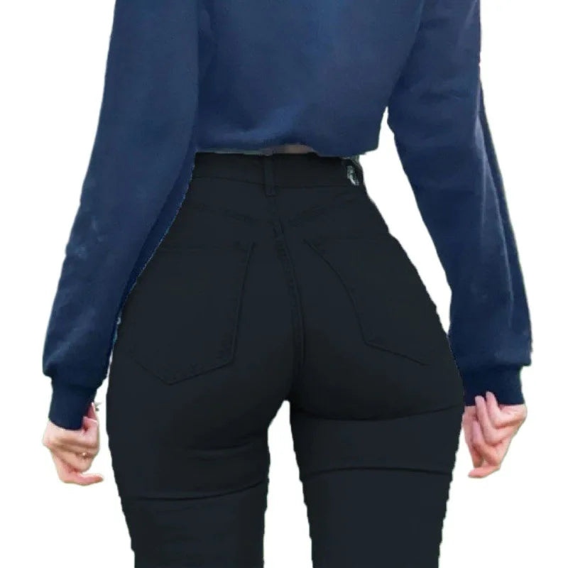 Jeans Da Donna A Vita Alta Pantaloni A Sigaretta In Denim Rivestito In Cotone Primavera 2025 Sensuali E Moda