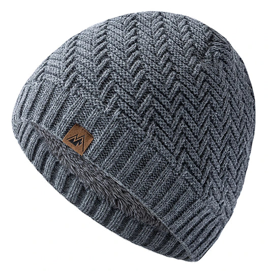 Berretto Invernale Unisex Peak Labal Lavorato A Maglia Con Fodera In Pelliccia Peluche Per Esterni Uomo Donna
