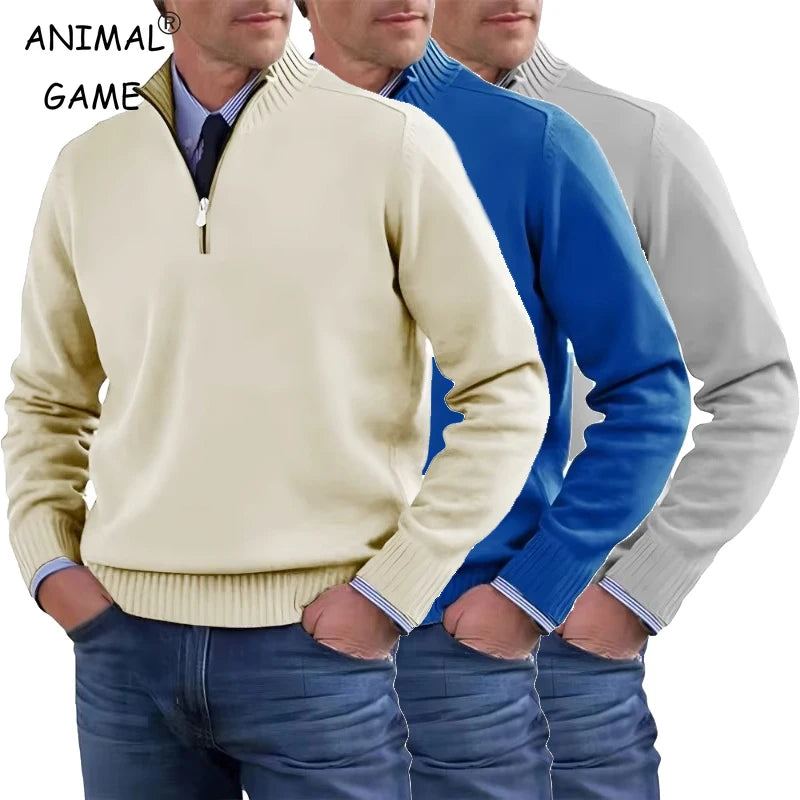 Pullover da Uomo con Zip a Quarter Zip Dolcevita Collo Lupetto Maglione Maniche Lunghe Streetwear Autunno Inverno