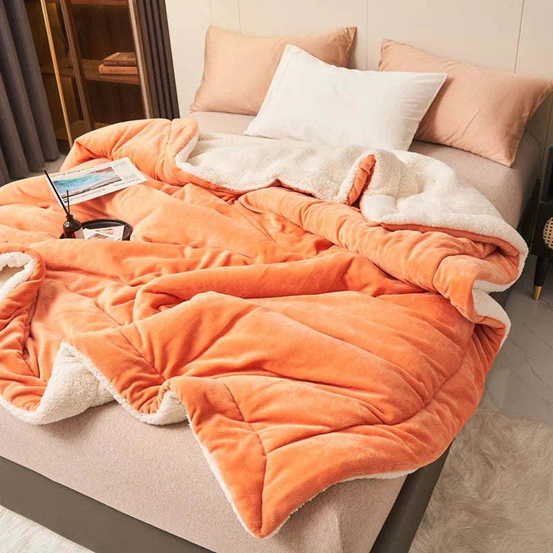 Coperta Super Morbida In Lana Di Agnello Imitazione Pile Autunno Inverno Doppia Regina Per Divano Latte Alta Qualità