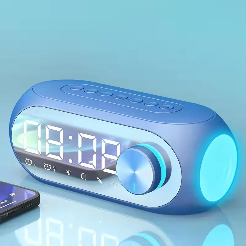 Sveglia Radio FM Con Altoparlante Bluetooth Subwoofer Portatile Con Lampada Integrata E Suono Wireless