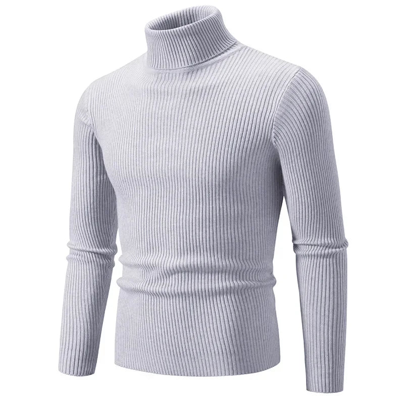 Pullover Da Uomo Dolcevita Lavorato A Maglia Solido Slim Fit Autunno Inverno Manica Intera Casual