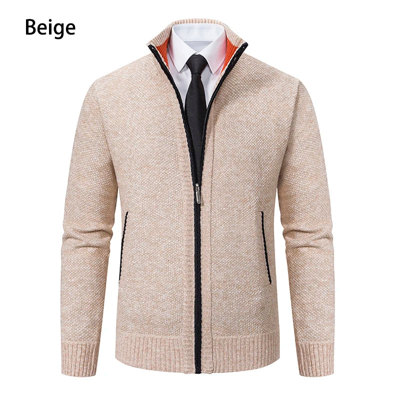 Cappotto Sportivo Casual Da Uomo In Jersey Autunno Inverno Con Colletto Alla Coreana E Cerniera Frontale In Pile