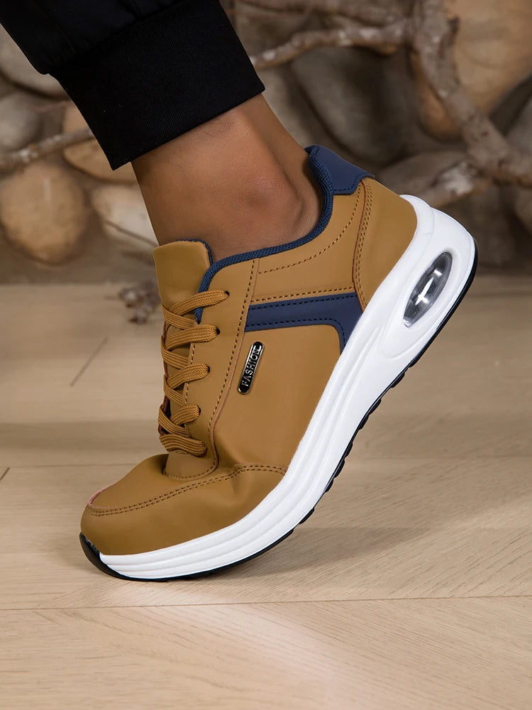 Scarpe Sportive Da Uomo Impermeabili In Pelle Casual Antiscivolo Da Passeggio E Tennis Con Aumento Di Altezza