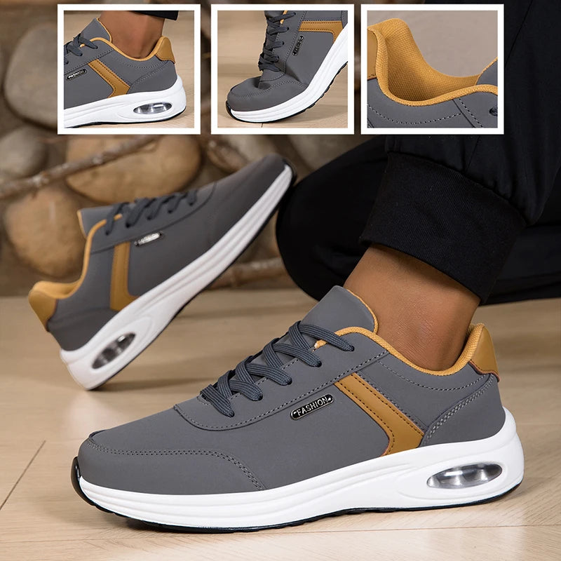 Scarpe Sportive Da Uomo Impermeabili In Pelle Casual Antiscivolo Da Passeggio E Tennis Con Aumento Di Altezza