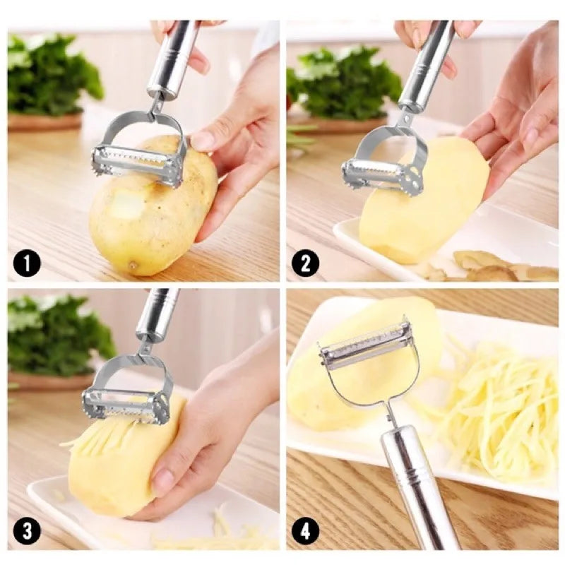 Pelapatate In Acciaio Inossidabile 2in1 Multifunzione Grattugia Per Carote E Frutta Utensili Da Cucina Pelador