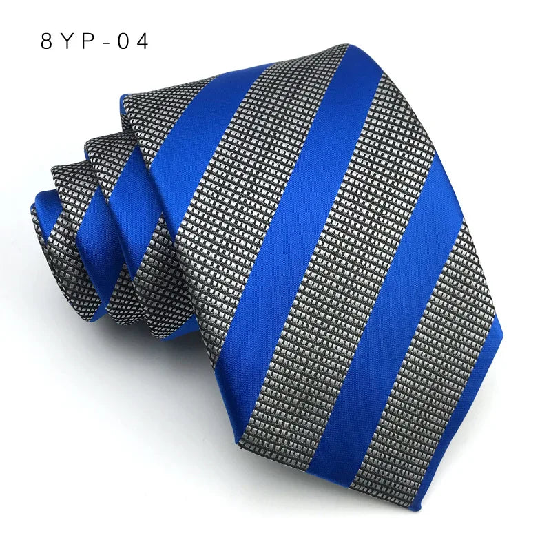 Cravatta Da Uomo 8 Cm In Poliestere Jacquard A Righe Classica Per Matrimonio E Affari Ascot YISHLINE
