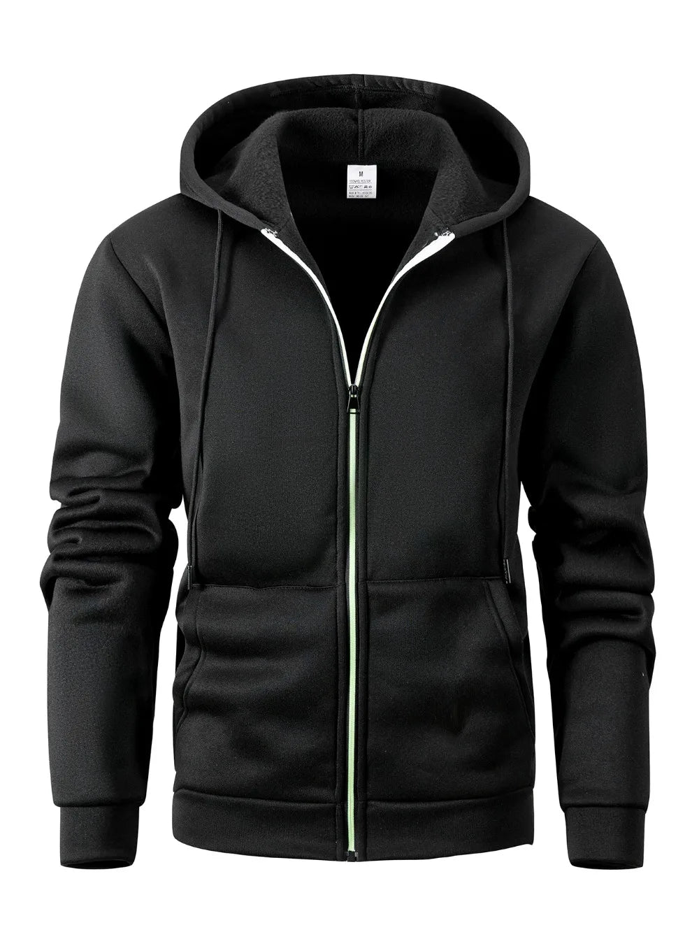Felpa Da Uomo Autunnale Tinta Unita Con Cappuccio Maniche Lunghe E Chiusura A Cerniera Slim Fit Con Tasche