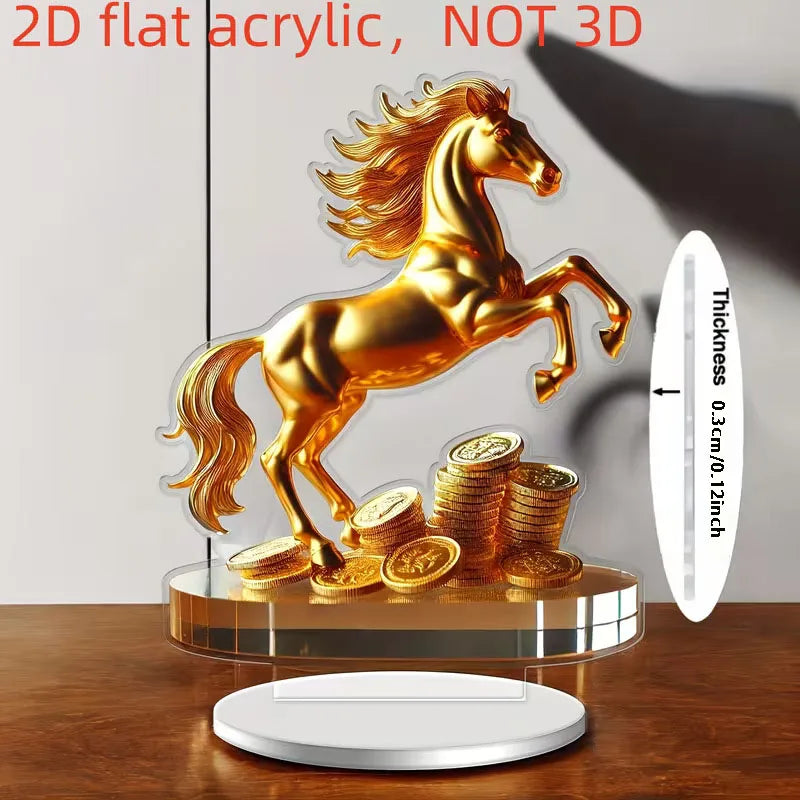 Statua In Acrilico Con Cavallo Motivo Bohémien Decorazione Da Tavolo Simbolo Ricchezza Prosperità Regalo Capodanno 2D