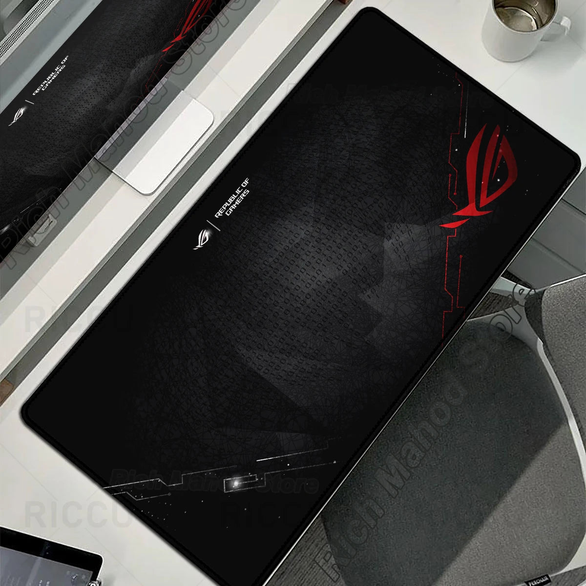 Tappetino per Mouse XXL ASUS ROG Republic Of Gamers Antiscivolo in Gomma per Scrivania da Gioco e Tastiera