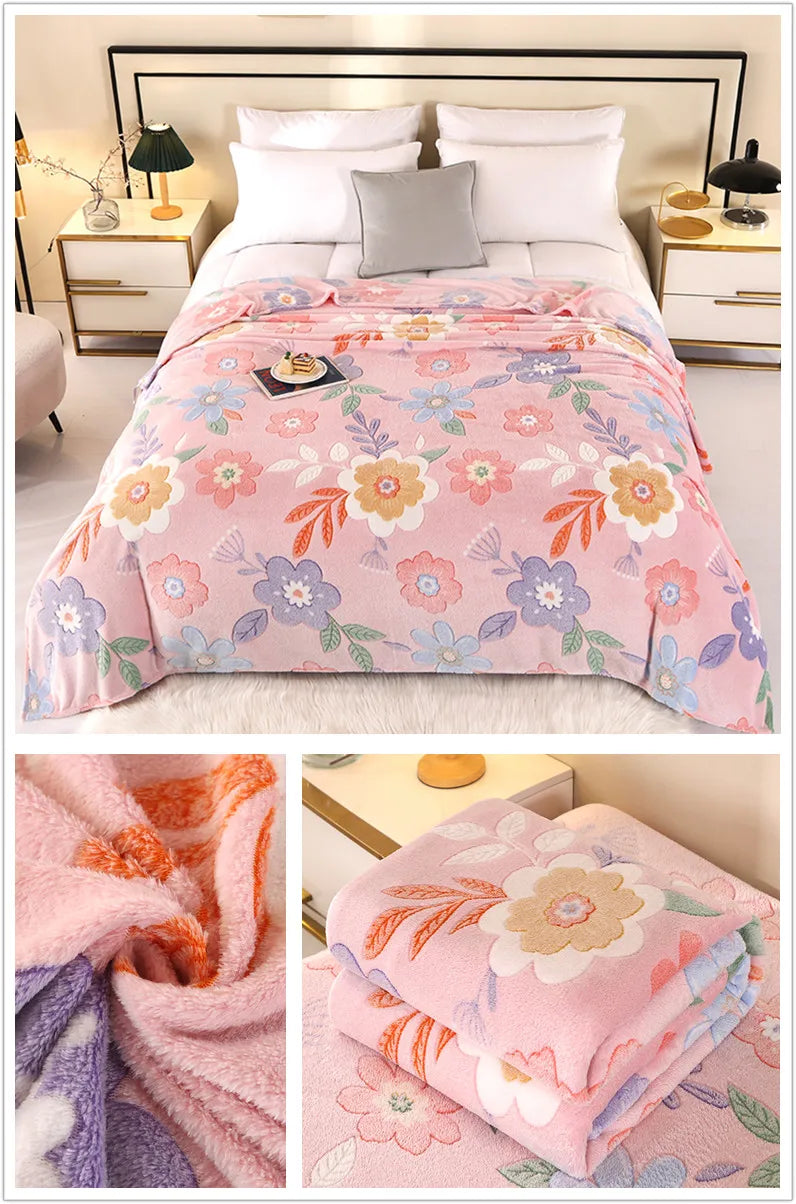 Bonenjoy 1 Pezzo Coperta In Pile Floreale Rettangolare Per Divano E Casa Morbida Calda Confortevole Plaid Da Viaggio