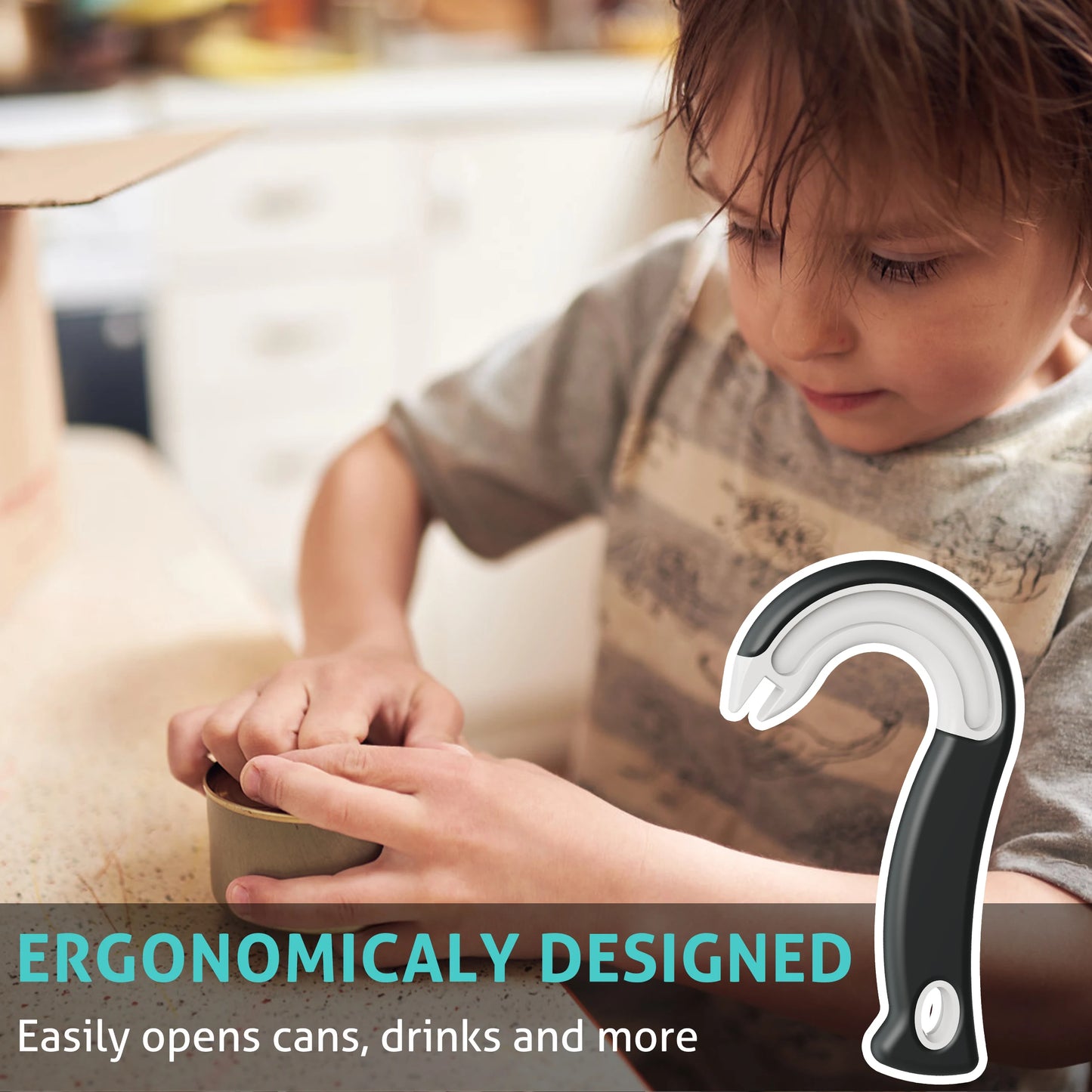 Apriscatole Easy Grip Con Gancio Presa Stabile Design Ergonomico In Plastica Resistente Per Uso Domestico E Ristorazione