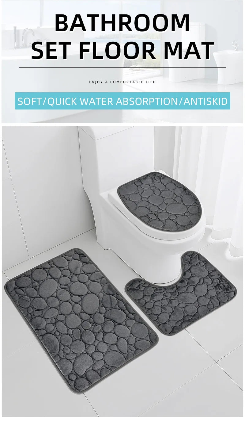Set Da Tre Tappetini Da Bagno In Microfibra Antiscivolo Assorbenti In Tinta Unita Comodi E Morbidi