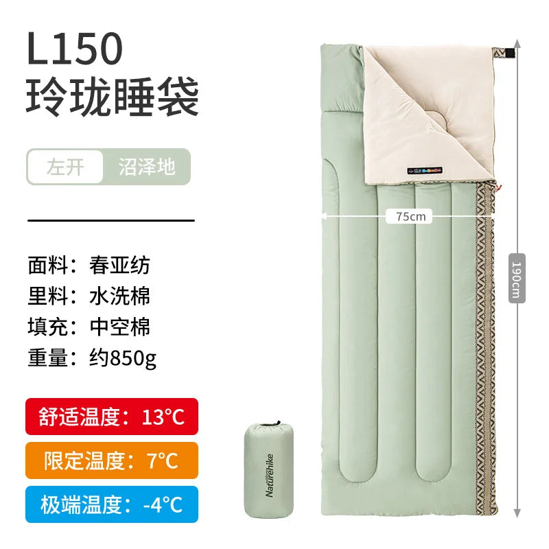 Naturehike L150 Sacco a Pelo da Campeggio Leggero 3 Stagioni in Cotone Impermeabile con Ventilazione per Adulti