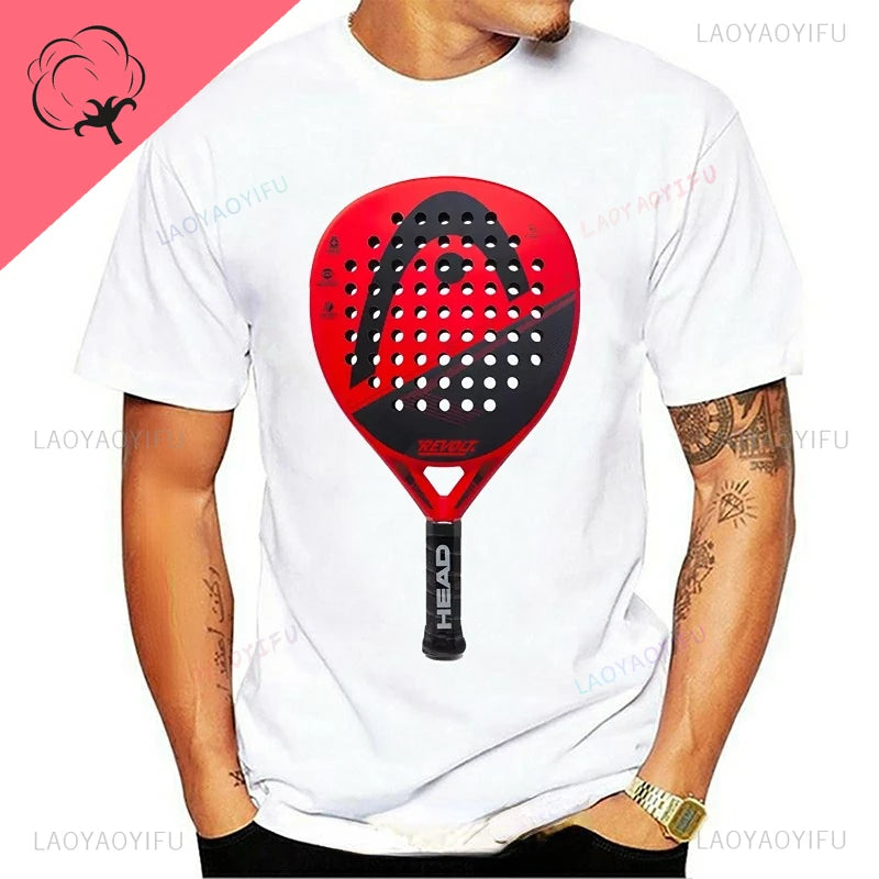 Maglietta Uomo Divertente Perdere A Padel Con Grafica Skull Anime In Cotone Traspirante Premium Estate