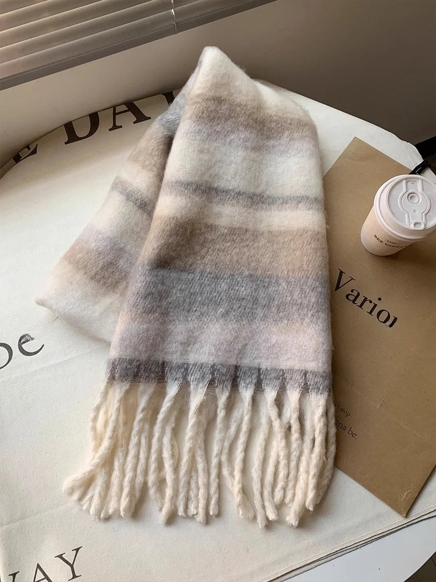 Sciarpa Invernale Da Donna Cashmere Caldo Plaid Pashmina Scialle Morbido Spesso Coperta Avvolgente Poncho Lungo