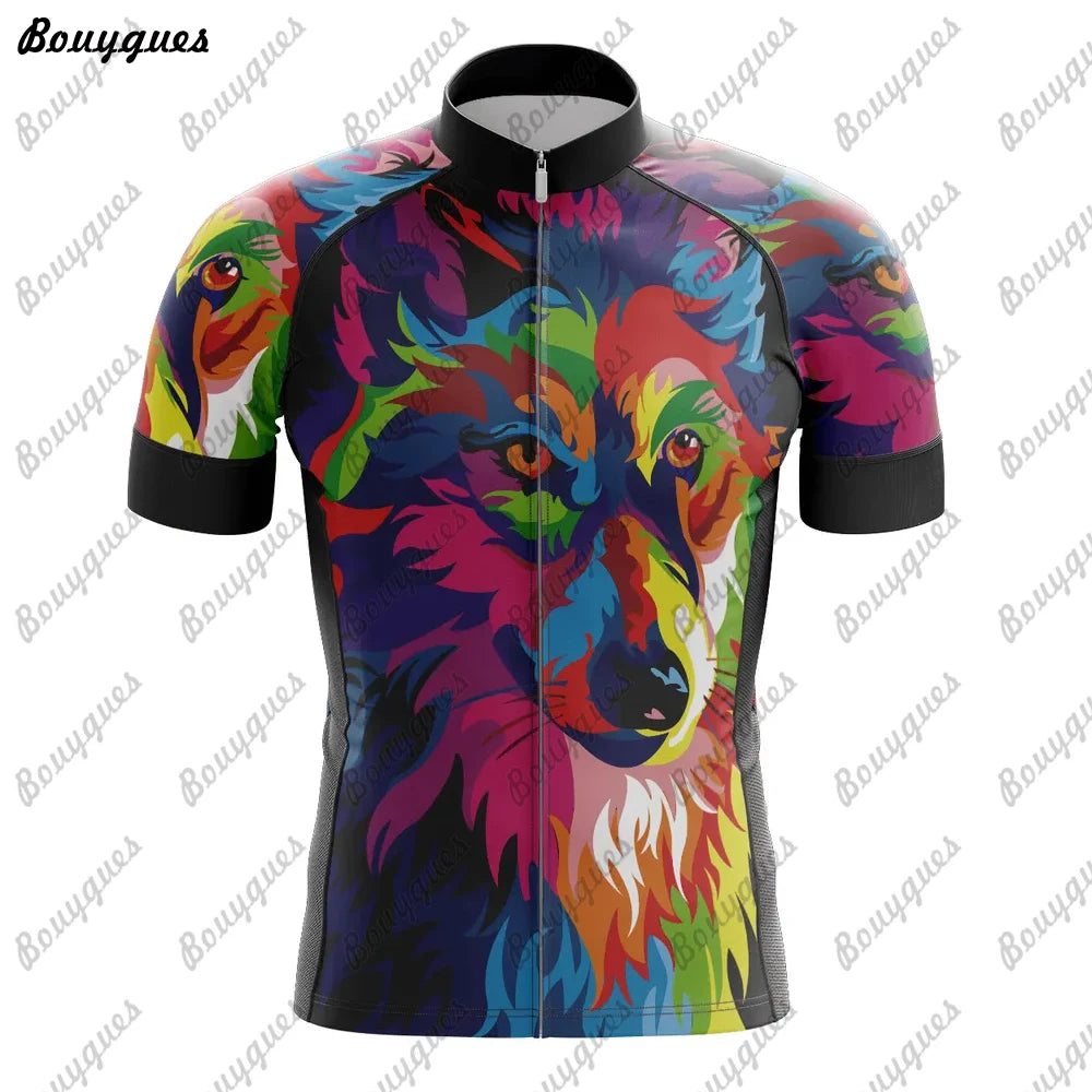 Maglia Ciclismo Uomo Wolf Pro Team MTB Downhill Alta Qualita Tricot Traspirante Con Tasche E Asciugatura Rapida