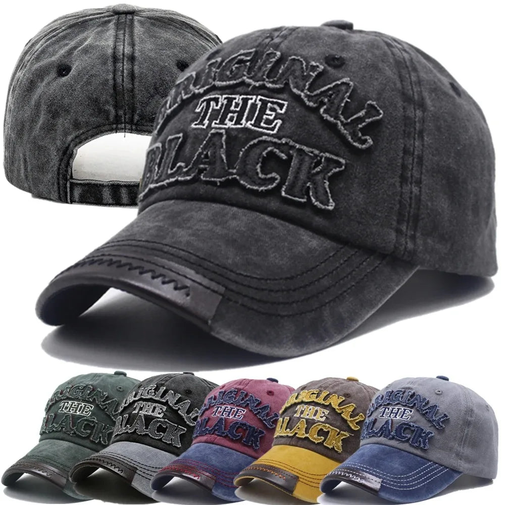 Berretto Da Baseball Vintage Unisex Cotone Lavato Ricamo Lettera Nera Berretto Casual Da Esterno