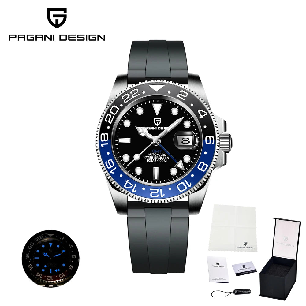 Pagani Design Orologio Esterno Alta Gamma 8215 Meccanico Automatico Impermeabile Cinturino Gomma Luminoso Sportivo Uomo