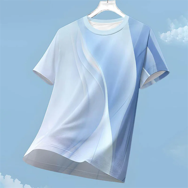 T-shirt da corsa da uomo T-shirt rinfrescante a maniche corte da esterno T-shirt da badminton traspirante ad asciugatura rapida Top fitness Abbigliamento da uomo
