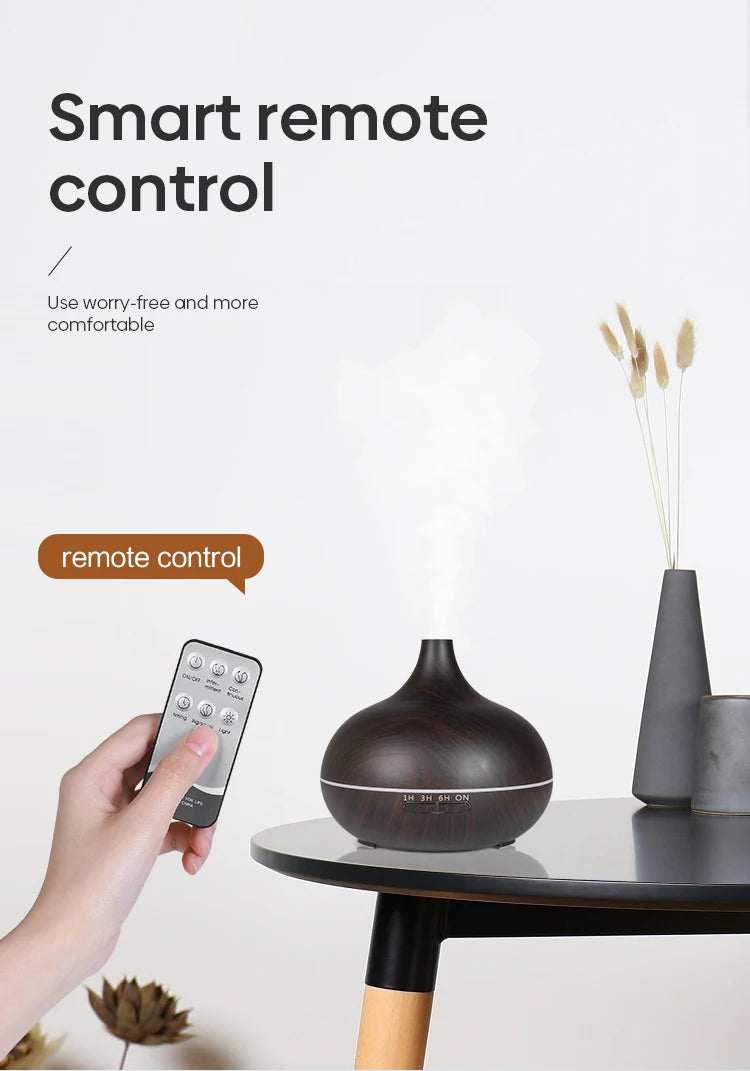 Umidificatore Ad Ultrasuoni Con Telecomando Per Diffusore Di Oli Essenziali Per Aromaterapia 550 Ml Con 7 Colori Di Luce