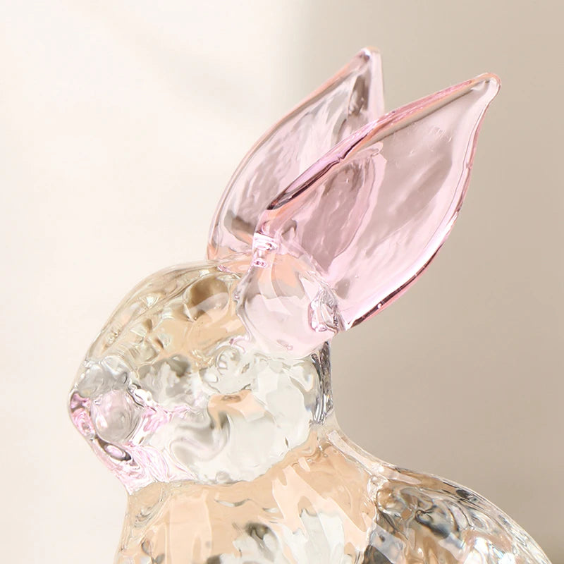 Figurine Fatte A Mano Degli Animali Mascotte Coniglio In Vetro Cristallo Ornamenti Per Tavolo Ufficio Soggiorno