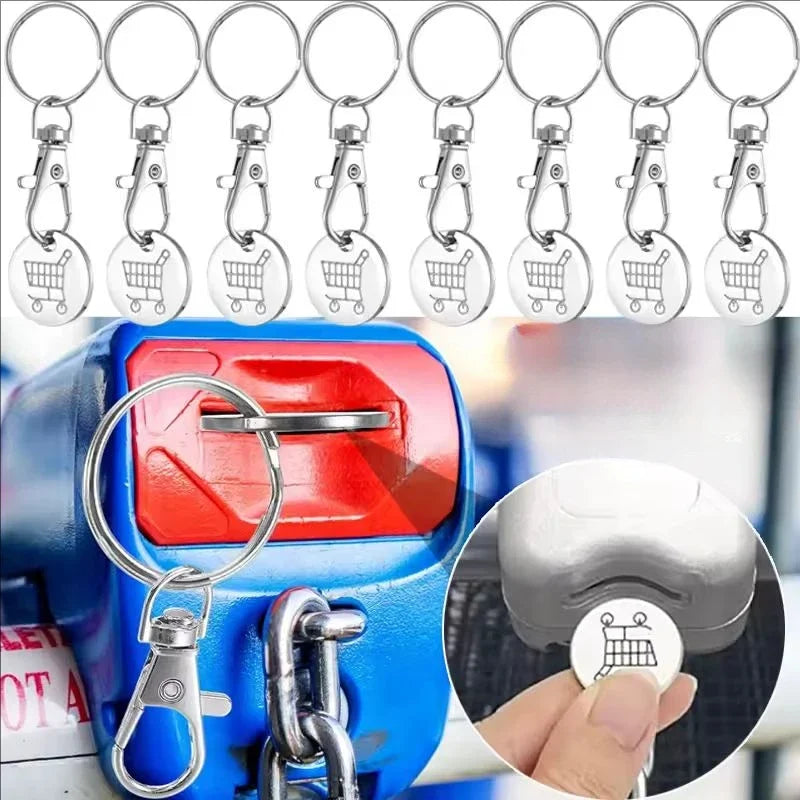 Portachiavi Gettoni Carrello Spesa In Metallo Mini Con Etichetta Monete Per Rimozione Carrello Supermercato Unisex Regali
