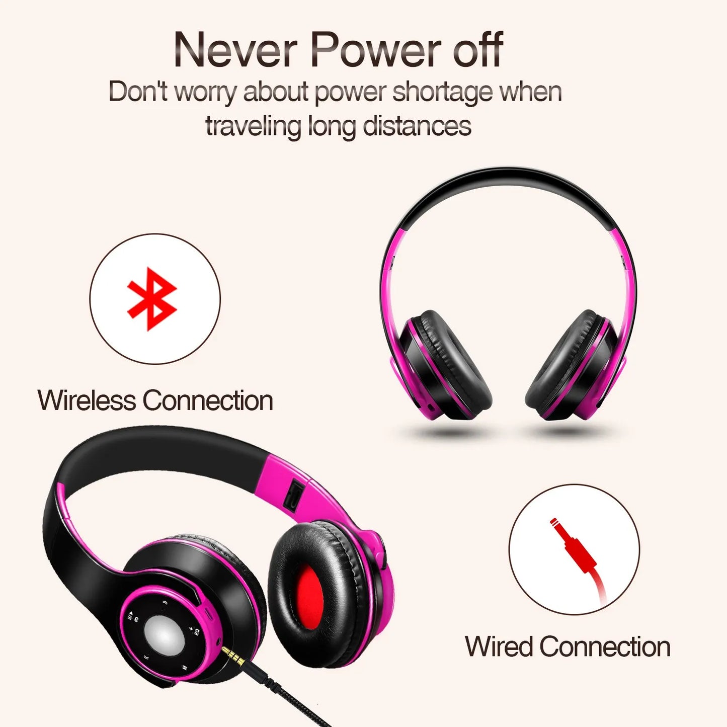 Auricolari Colorati Wireless Bluetooth 5.3 Lettore Mp3 Integrato Cuffie Sportive Pieghevoli Suono Stereo Per Cellulare