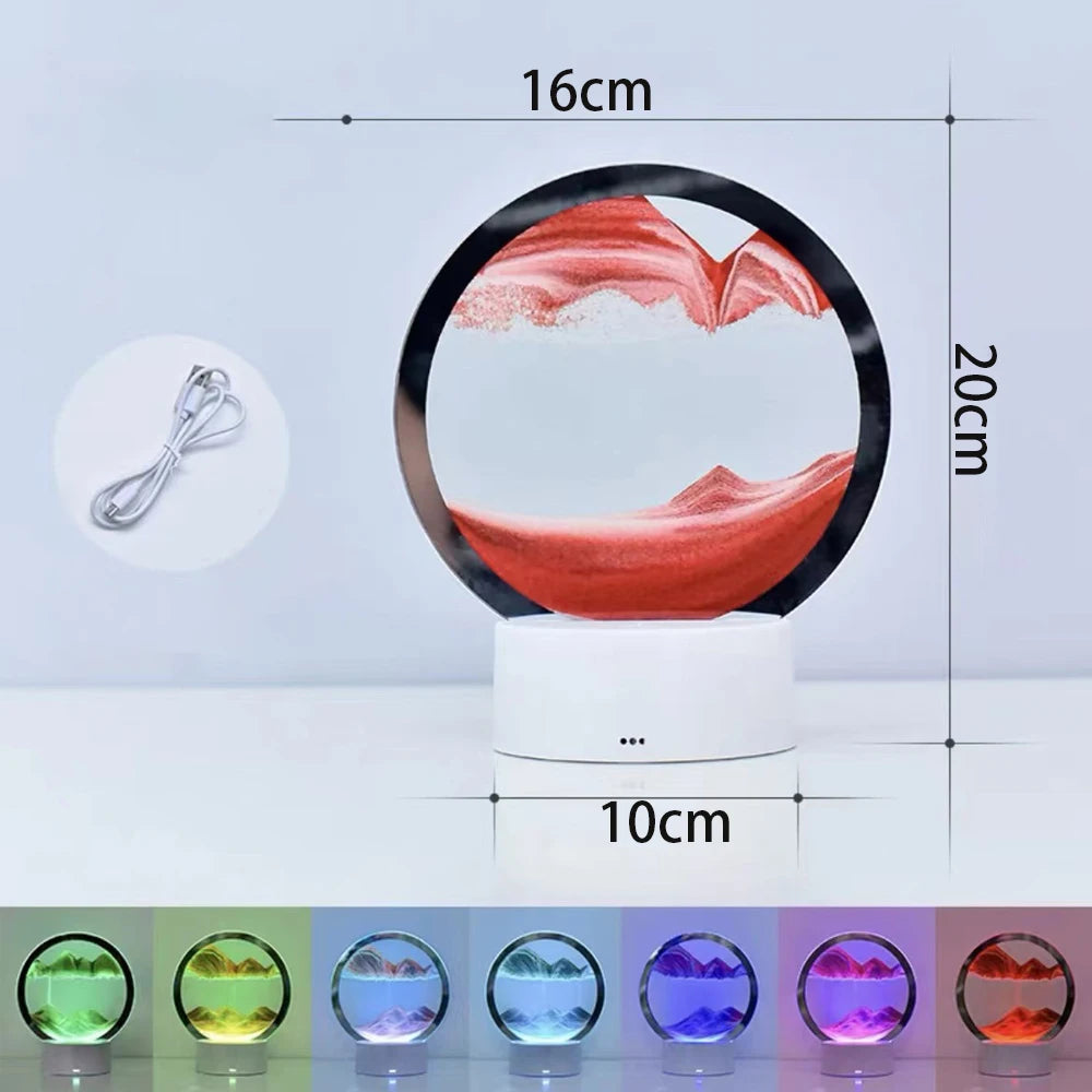 Clessidra Creativa Sabbie Mobili Luminose e Pittura Paesaggistica Ornamento Per Soggiorno Ufficio Luce Lusso Regalo